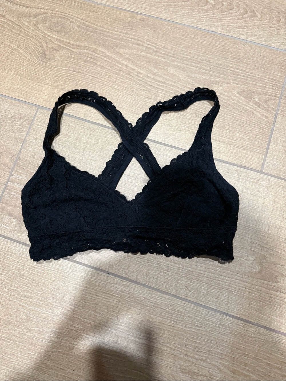 Aerie Black Lace Bralette with Crisscross Back